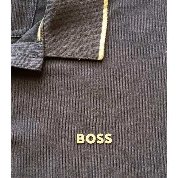 Hugo Boss Polo Shirt Men's XL Slim Fit Stretch Navy Blue Short Sleeve - Picture 2 of 8